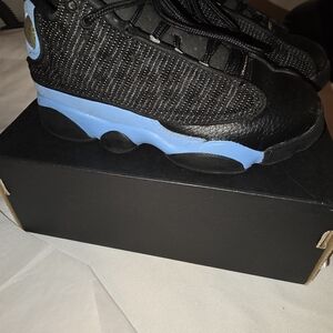 Jordan Kids Black and Light Blue Sneakers